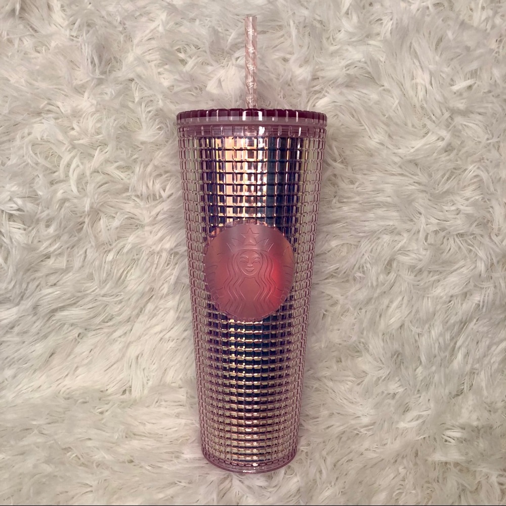 NWT Starbucks Pink Disco Grid Studded Tumbler